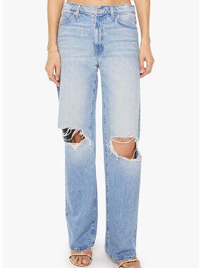 The Dodger Sneak Ripped Wide Leg Jeans (By MOTHER), Size 28
